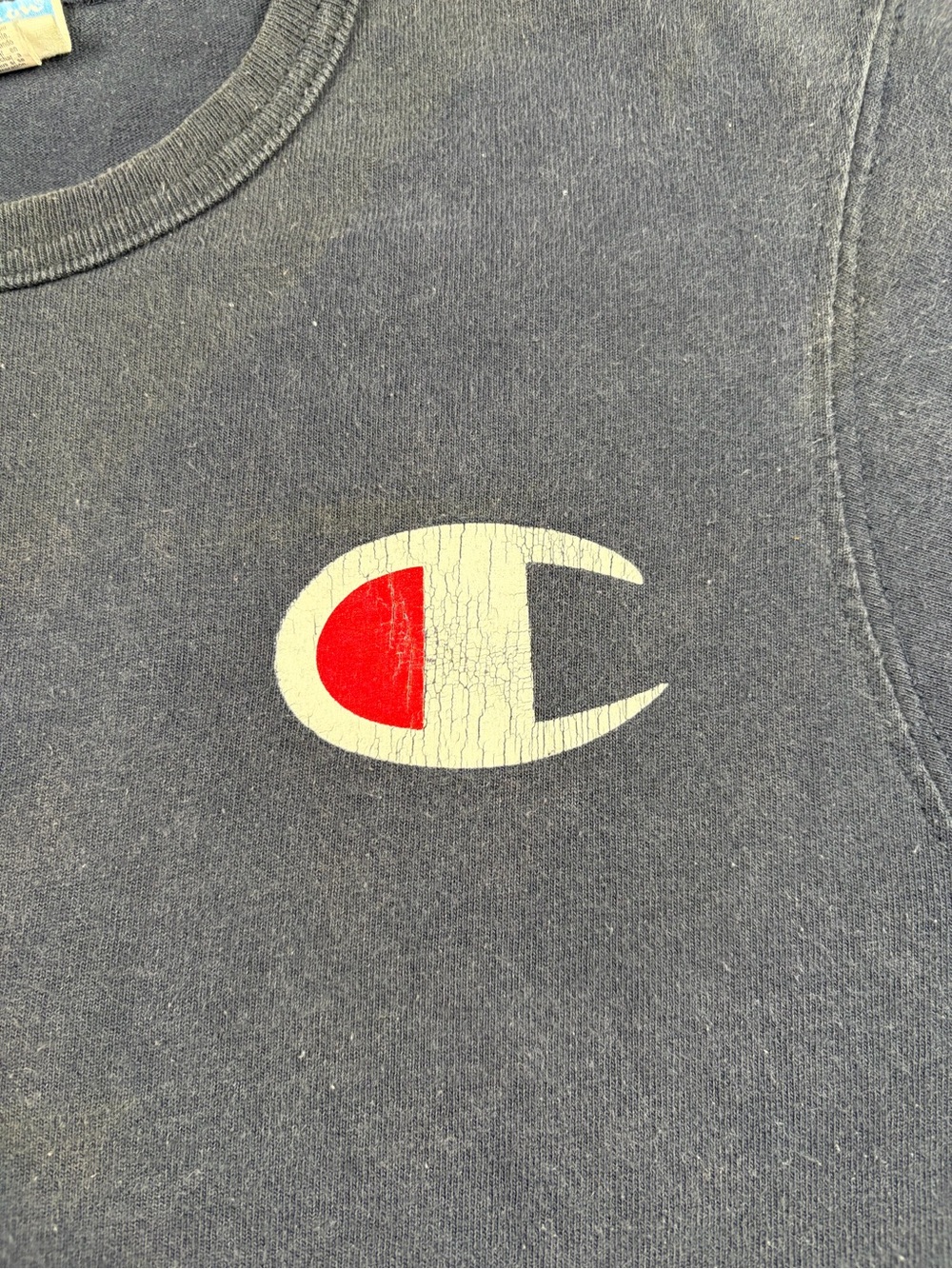 VTG‎ 90s Y2K Champion Heritage Big C Logo Navy Blue T-Shirt Men’s Small - Picture 3 of 9